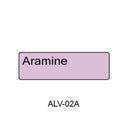 A rectangular color swatch labeled 'Aramine' in a light lavender-purple shade, with the code 'ALV-02A' printed below on a white background.