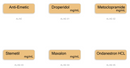 A grid of six labels on a white background. 