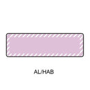 A rectangular color swatch showing a light pink fabric or material sample with a dashed border, labeled 'AL/HAB' underneath on a white background.