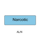 A light blue rounded rectangle label with the word 'Narcotic' in black, centered on a white background, with 'AL/N' printed below.