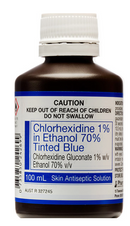 Chlorhexidine 1% in Ethanol 70% Tinted Blue 100ml