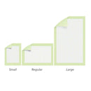A size comparison of the three varieties of greeny underpads