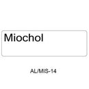 A white rectangular label with the word 'Miochol' in black text, with 'AL/MIS-14' printed below on a white background.