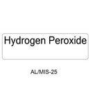 A white rectangular label with rounded corners reading 'Hydrogen Peroxide' in black text, with 'AL/MIS-25' below on a white background.