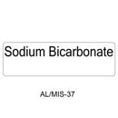 A white rectangular label with the text 'Sodium Bicarbonate' in black, with 'AL/MIS-37' below on a white background.