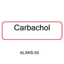A simple label-style graphic with the word 'Carbachol' inside a rounded red-outlined rectangle on a white background, with 'AL/MIS-55' below.