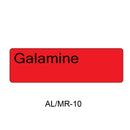 A red rectangular label with the word 'Galamine' in black text, above the code 'AL/MR-10' on a white background.