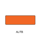 An orange rectangular color label with rounded corners and the text 'AL/TB' underneath on a white background.